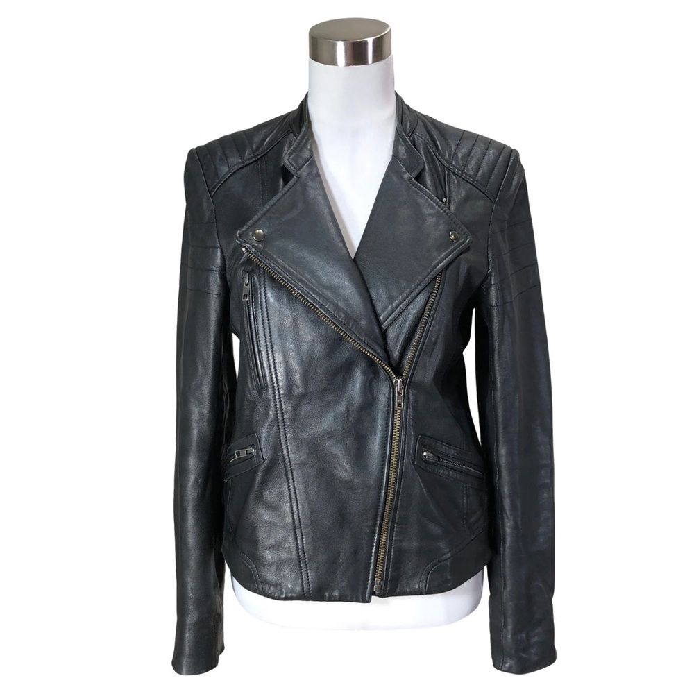 Gerard Darel women’s Leather jacket‎ black moto edgy punk quality capsule goth S